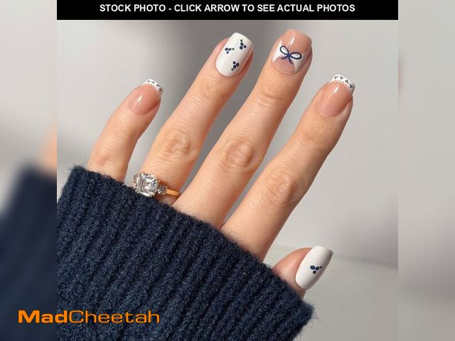 Lot 74-13960827 - Glamnetic Press On Nails - Blue A Kiss | Short Squoval Fake Nails With Mixed Sheer &amp; Solid Desig...
