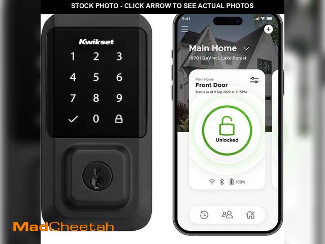 Lot 74-12559308 - Kwikset HALO Matte Black Touchscreen WiFi Keypad Electronic Single-Cylinder Smart Lock Deadbolt feat...