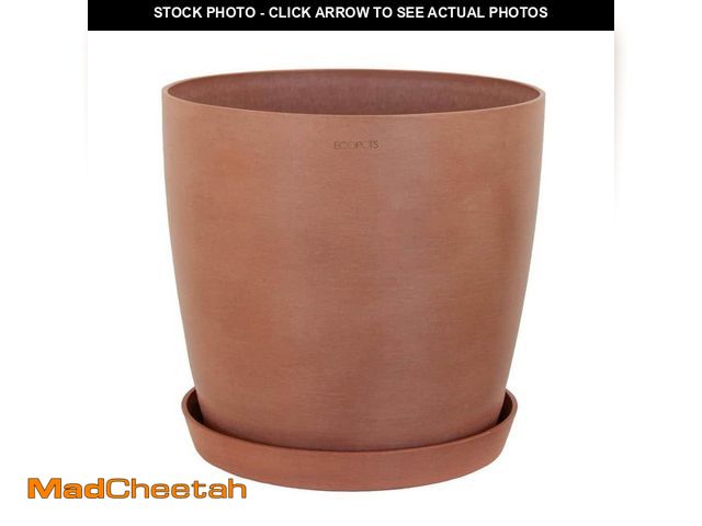 Lot 74-12746687 - O ECOPOTS BY TPC Miami 10 in. Terracotta Premium Sustainable Plastic Planter with Saucer - UNUSED