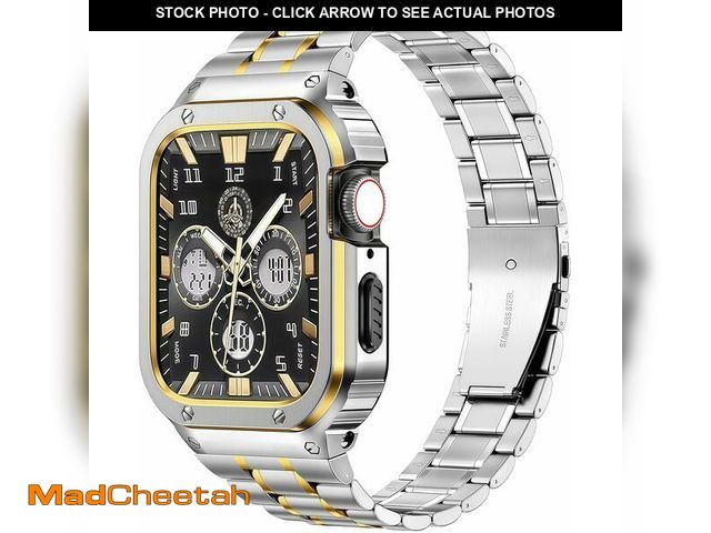 Lot 74-14383015 - MioHHR Stainless Steel Watch Band with Case Compatible with Apple Watch Series 9/8/7(45mm),Rugged St...