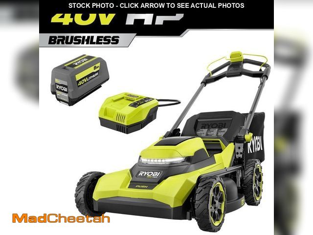 Lot 74-13058240 - RYOBI 40V HP Brushless 21 in. Cordless Battery Walk Behind Push Lawn Mower with 8.0 Ah Battery and C...