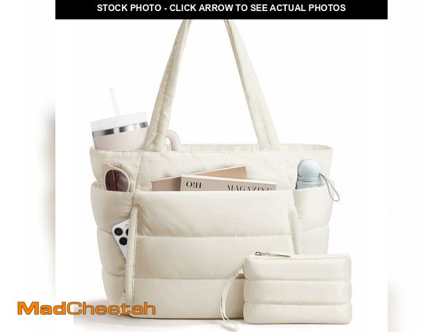 Lot 74-13622250 - Bagstellar Puffer Tote Bag for Women, Lightweight Puffy Work Handbag Teacher Nurse Quilted Shoulder ...