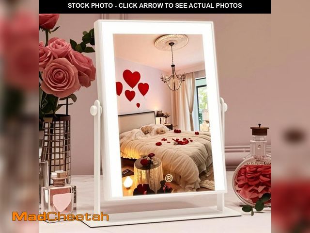 Lot 74-12312362 - ROLOVE 9"x11" Small Vanity Mirror with Lights, Lighted Makeup Mirror with Light, Portable Tabletop C...