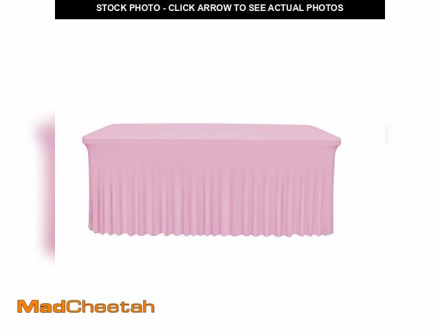 Lot 74-12698453 - Babenest 1Pack 6FT Pink Spandex Table Skirt for Rectangle Tables, Wrinkle Resistant RufflesTable Cov...