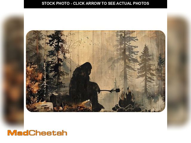 Lot 74-12718720 - WARDOS Rustic Winter Camping Forest Bigfoot Door Mat, Farmhouse Campfire Sasquatch Nature Landscape ...