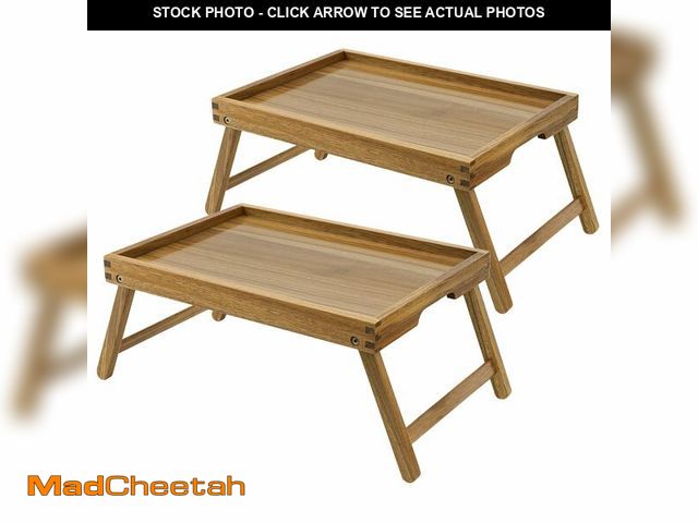 Lot 74-13564413 - VaeFae Acacia Bed Table Tray, Wooden Breakfast Tray with Folding Legs, Bed Tray for Eating and Lapto...