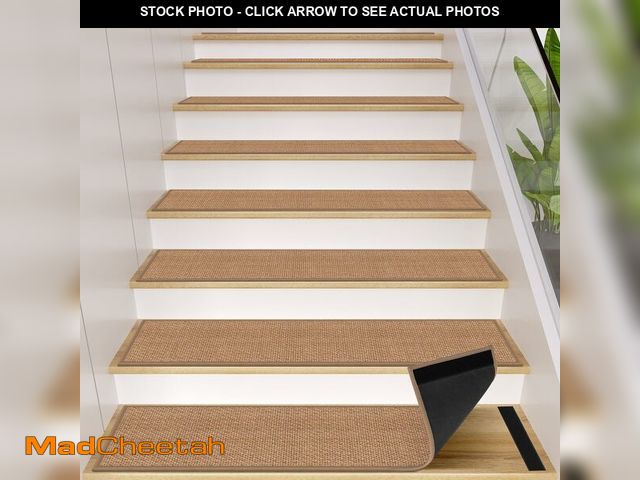 Lot 74-14380932 - GOYLSER Peel and Sticker Jute Stair Treads Non Slip for Wooden Steps Indoor, 15 Pack Rubber Backed S...