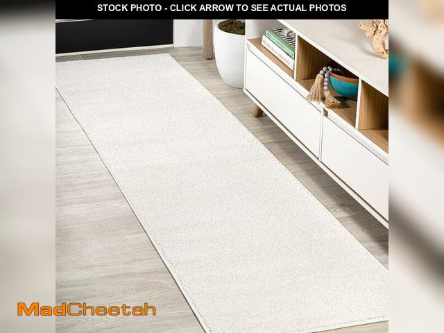 Lot 74-14305675 - JONATHAN Y Haze Solid Low-Pile Cream Runner Rug 2x8, Coastal,Bohemian,Minimalist,Classic, Easy-Clean...