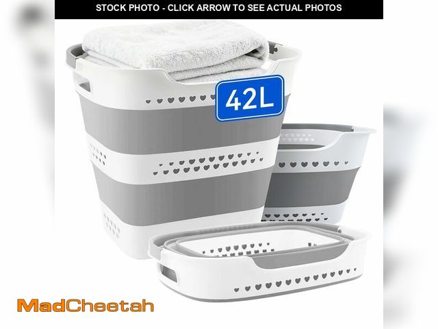 Lot 74-14205498 - 42L Medium Collapsible Plastic Laundry Basket with Handles, Foldable Laundry Basket Hamper, Pop Up S...