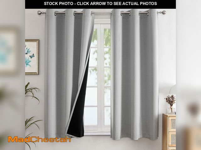 Lot 74-14145945 - ChrisDowa 100% Blackout Curtains for Bedroom with Black Liner, 2 Thick Layers Total Blackout Thermal...