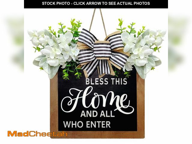 Lot 74-14054501 - Welcome Sign for Front Door, Wreath Decorations for Front Porch, Hanging Housewarming Gifts New Home...