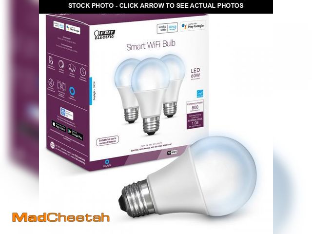 Lot 74-12435903 - Feit Electric Smart Light Bulbs, 2.4Ghz WiFi Light Bulbs, No Hub Needed, Works with Alexa and Google...
