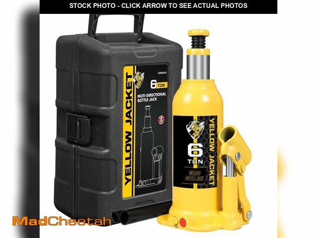 Lot 74-12444663 - YELLOW JACKET Bottle Jack 6 Ton Muti-Directional Welded Car Jack with Carrying Case and Pump Handle,...