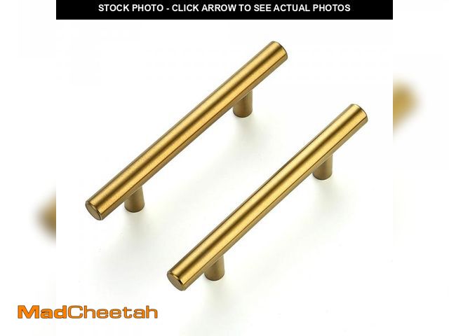 Lot 74-12312127 - Ravinte 40 Pack 5 Inch Cabinet Pulls Brushed Brass Stainless Steel Kitchen Drawer Pulls Cabinet Hand...