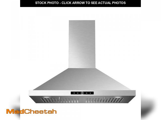 Lot 74-12463193 - VIKIO 36 in. 500 CFM Convertible Wall Mount Range Hood in Stainless Steel with LED Lighting, Dishabl...
