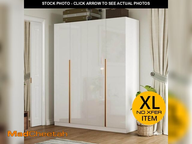 Lot 74-12746554 - FUFU&amp;GAGA White Mirror Finished Wood 63 in. W x 78.7 in. H x 19.7 in. D Armoire, Wardrobe with 1...