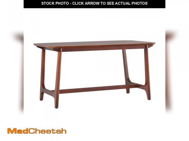 Lot 74-12445681 - Walker Edison Mid-Century Modern Solid Wood Trestle Base Dining Table, 60 Inch, Walnut Veneer - UNUS...