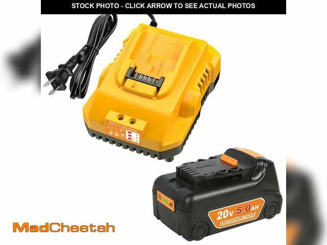 Lot 74-13539236 - 20v Max Battery Replacement for Dewalt Battery 5.0Ah with DCB112 Battery Charger Station for DCB200 ...