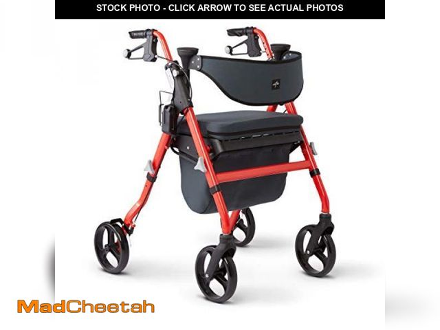Lot 74-12287875 - Medline Rollator Walker with Seat, FSA/HSA Eligible Rollator Walker for Seniors, 8" Wheels, Memory F...