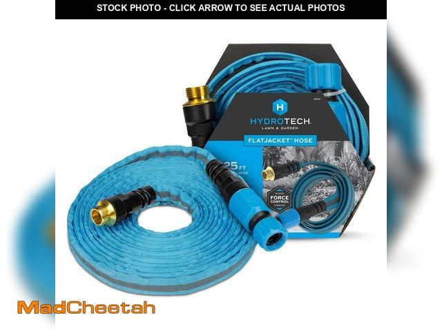 Lot 74-12776525 - Hydrotech 5/8 in. Dia x 25 ft. Flexible Flat Jacket Garden Water Hose - UNUSED
