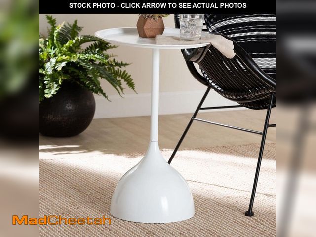 Lot 74-12870384 - Baxton Studio Webb 15.7 in. White Round Metal End Table - UNUSED