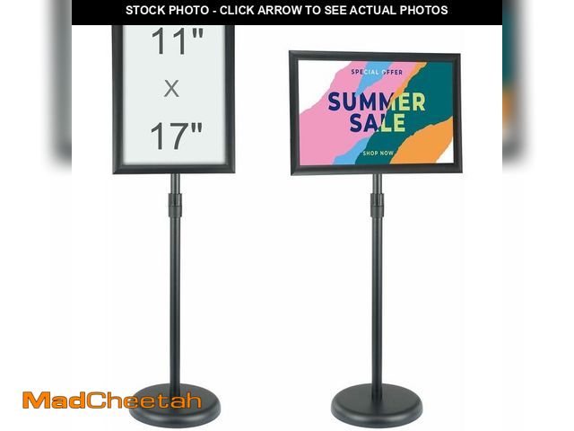 Lot 74-13734077 - VEVOR Pedestal Sign Holder, 11 x 17 Inch Vertical and Horizontal Adjustable Poster Stand, Heavy-Duty...