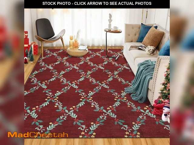 Lot 74-13041510 - LUXLOOM Red Christmas Area Rug 4 x 6 mas Holiday Bedroom Rug Non-Slip Ultra-Soft Low Pile Indoor Chr...