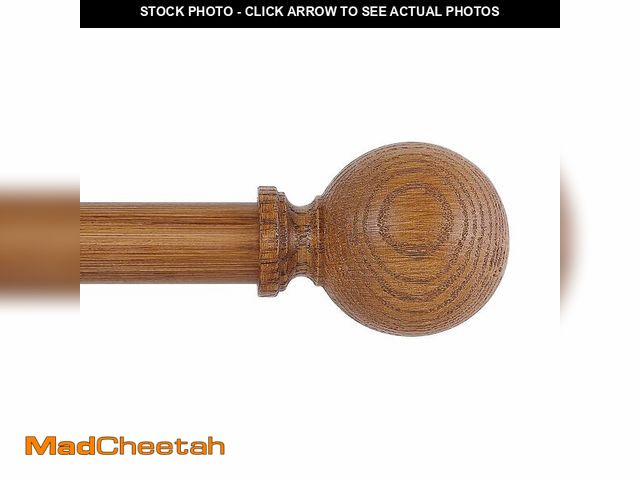 Lot 74-14476833 - HTZON Brown Wood Grain Ball Adjustable Curtain Rods, 18-45 Inch, Heavy Duty, Farmhouse Rustic, Indoo...