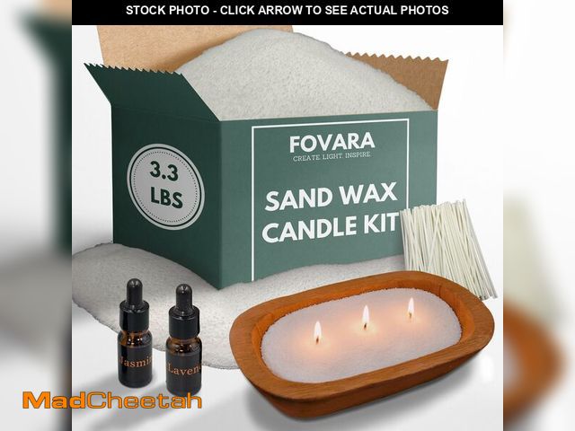 Lot 74-13960509 - Fovara - Pearled Sand Candles with Wicks, 3.3 lbs - Sand Wax Candle Kit: Wooden Dough Bowl,50 Wicks,...