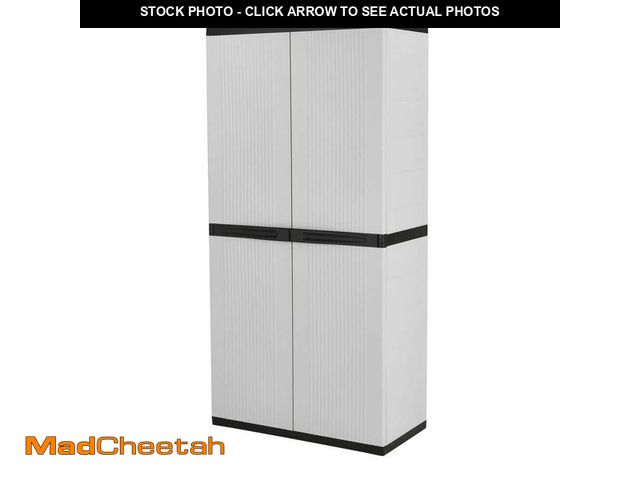 Lot 74-14558911 - HDX Premium One 35 in. W x 71.7 in. x 18.5 in. D 4-Shelf Resin Freestanding Cabinet in Grey - UNUSED
