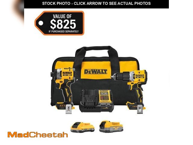 Lot 74-13691593 - *MISSING ONE BATTERY/IMPACT DRIVER* DEWALT 20V XR Lithium-Ion Cordless 2-Tool Combo Kit with 4.0 Ah ...