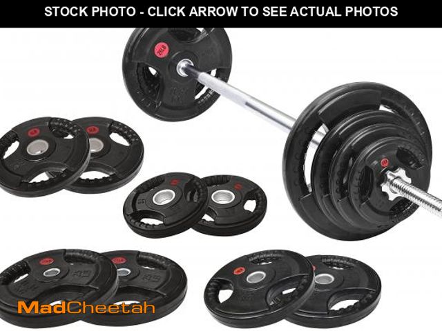 Lot 74-12524739 - *SEE DETAILS* Fitvids Barbell Weight Set, Cast Iron 1" Standard Weight Plates Including 5FT Standard...