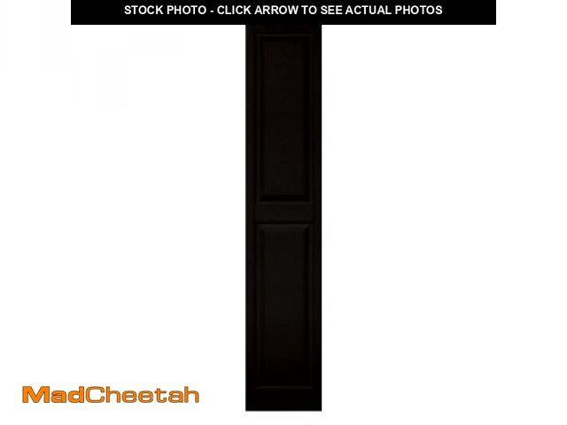 Lot 74-12146053 - 12 in. X 31 in. Raised Panel Vinyl Exterior Shutters Pair in Black - UNUSED