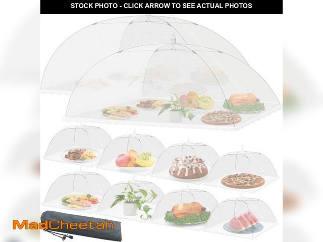 Lot 74-12439372 - Mesh Food Covers for Outside - Upgraded 2 Extra Large 40x24 in &amp; 8 Large 17x17 in Outdoor Party ...