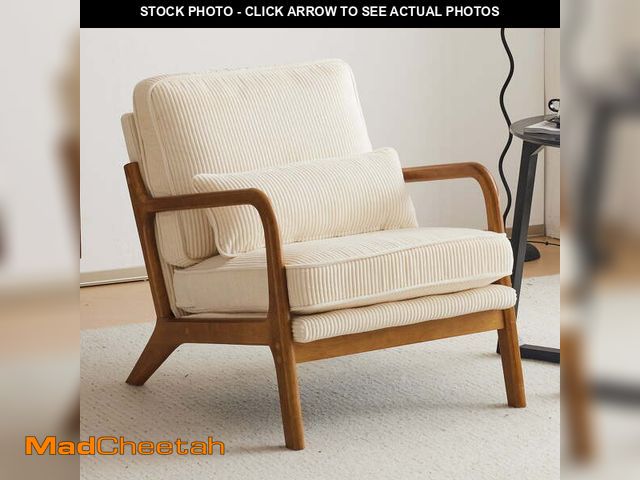 Lot 74-13816801 - Ktaxon Accent Chair Corduroy Upholstered Armchair, Reading Club Chair with Pillow and Solid Wood Fra...