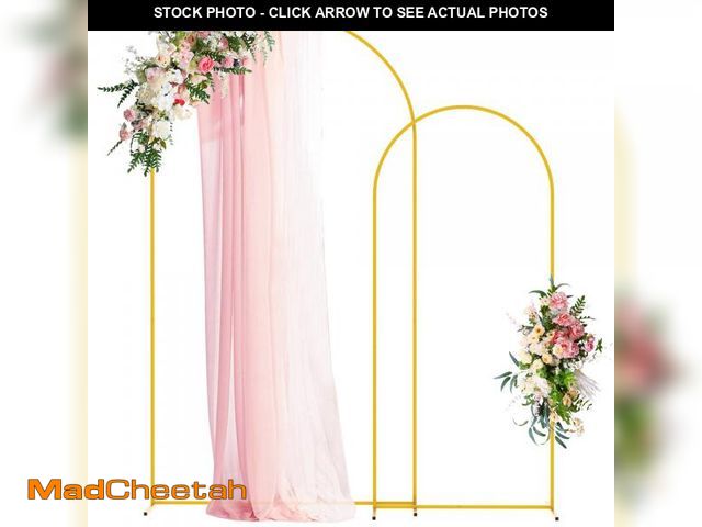 Lot 74-12315279 - Wokceer Wedding Arch Backdrop Stand 7.2FT, 6FT Gold Metal Arch Stand Set of 2 for Birthday Party Wed...