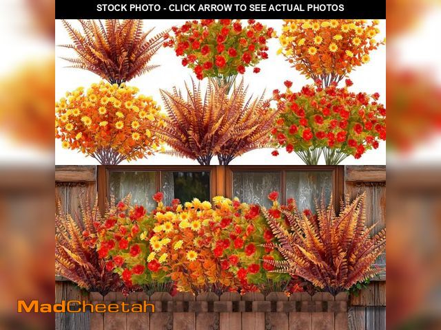 Lot 74-12431716 - 20 Bundles Artificial Fall Flowers for Outdoors Fall Decorations - UV Resistant Fake Mums Faux Fall ...