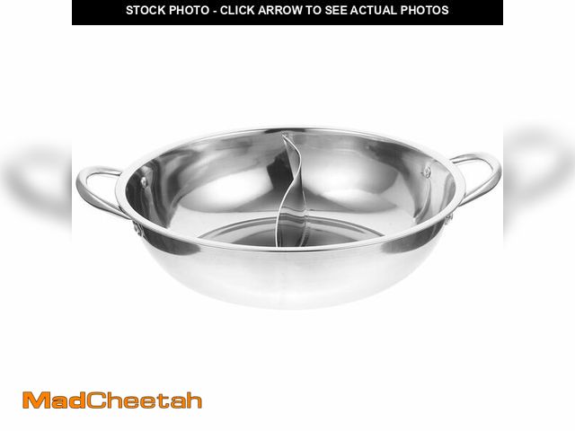 Lot 74-13543850 - Hemoton 11 Inch Stainless Steel Hot Pot with Divider Dual-Compartment Pan for Cooking Two Broths Sim...