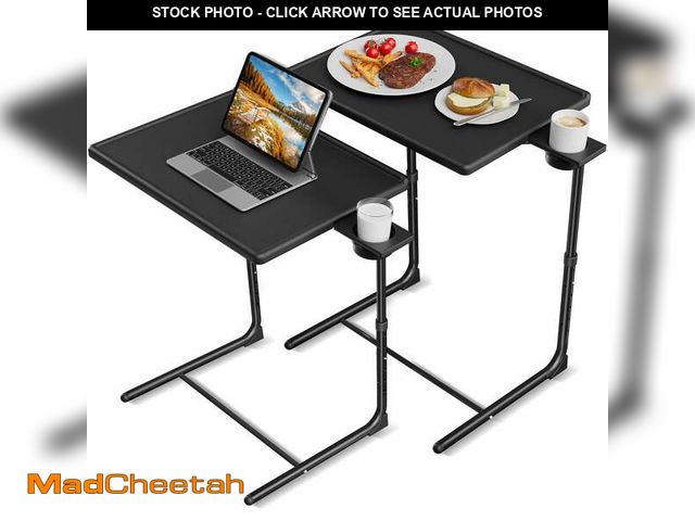 Lot 74-12835884 - 2 Pack Folding 6 Height &amp; 3 Tilt Angles TV Tray Table Set Sofa Desk TV Dinner Tray for Home Offi...