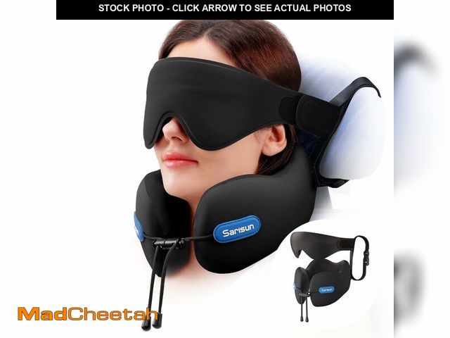 Lot 74-14064340 - SARISUN Neck Pillow Airplane,Travel Pillow with Strap,Combo 3D Eye Mask for Sleep,Dual-Density Suppo...