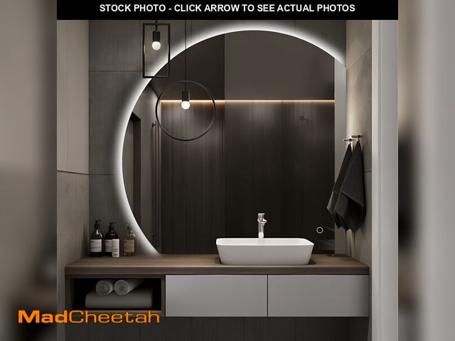 Lot 74-12630395 - Niccy Half Moon Led Mirror for Bathroom, 44" Semi Round Backlit Mirror for Wall Lighted Mirror with ...