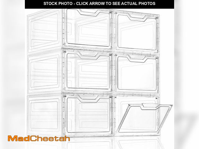 Lot 74-14334127 - Freebat 6 Pack Closet Organizers and Storage,Clear Stackable Plastic Storage Bins with Lids Magnetic...