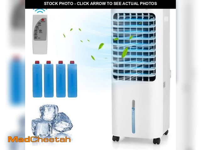 Lot 74-12783637 - *DIRTY*  Gymax 4-in-1 340 CFM 3-Speed Portable Evaporative Air Cooler 12L Water Tank 4-Ice Boxes for...