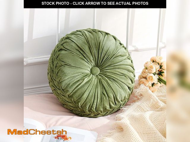 Lot 74-13624112 - Drydiet 1 Pcs Round Throw Pillows Decorative Pleated Throw Pillows 15'' Diameter Accent Pumpkin Boho...