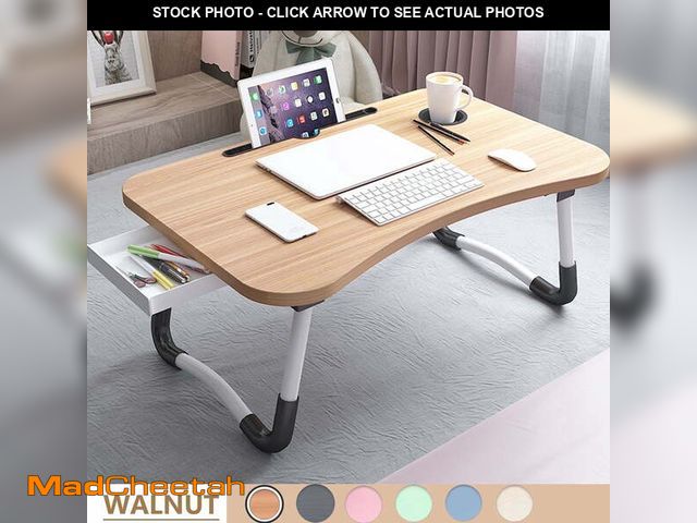 Lot 74-14585974 - PHANCIR Foldable Lap Desk, 23.6 Inch Portable Wood Laptop Desk Table Workspace Office Organizer Bed ...