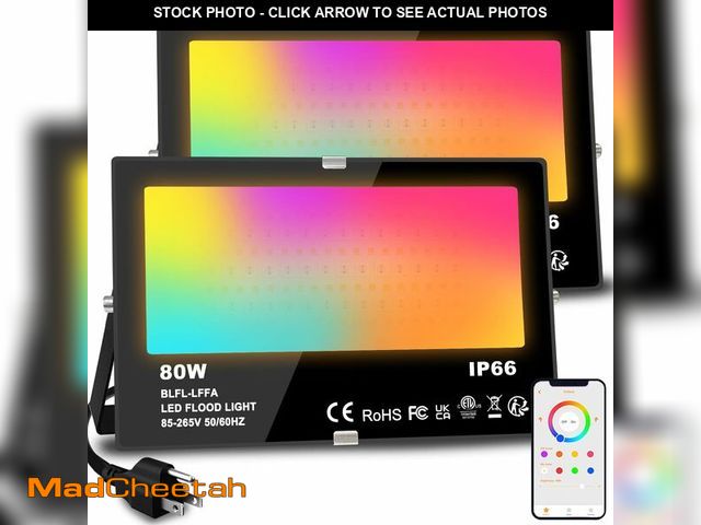 Lot 74-14477839 - LED Flood Light Outdoor 800W Equivalent 8000LM Smart RGB Landscape Lighting - UNUSED
