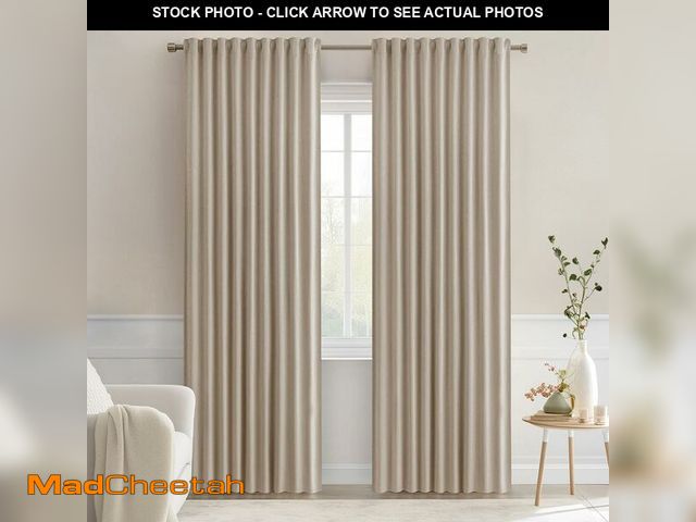 Lot 74-13963321 - MIULEE Taupe Back Tab Blackout Curtains 72 Inches Long 2 Panels Set for Living Room Bedroom Privacy,...