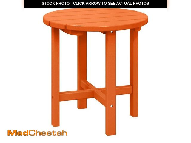 Lot 74-12558879 - WESTIN OUTDOOR Mason 18 in. Orange Poly Plastic Fade Resistant Outdoor Patio Round Adirondack Side T...