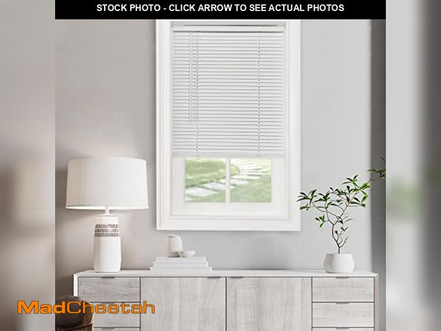 Lot 74-12141052 - Cordless Light Filtering Mini Blind - 58 Inch Width, 64 Inch Length, 1" Slat Size - Pearl White - Co...