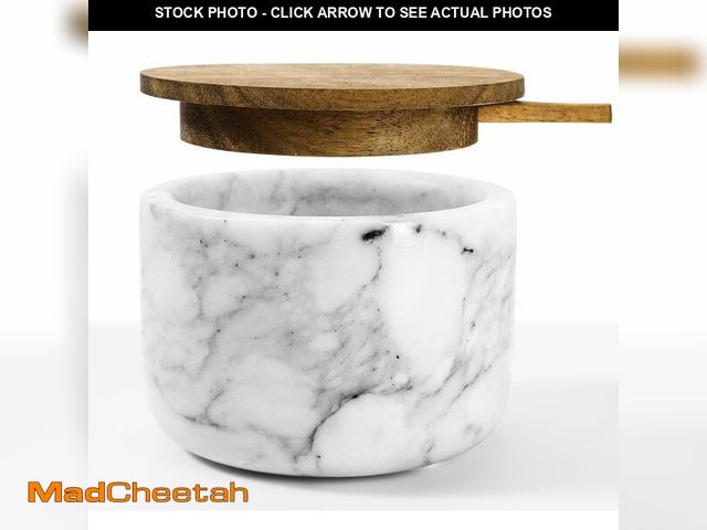 Lot 74-14431010 - RAETTER.LY Salt and Pepper Bowl, Marble Salt Cellar and Spices Storage Container With Built-in Spoon...